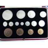 1937 PROOF SET OF COINS IN FITTED CASE 15 COINS FARTHING TO CROWN