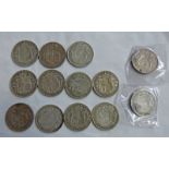 GEORGE V HALF CROWNS 1912, 2 X 1913, 2 X 1914, 2 X 1915, 2 X 1916, 2 X 1917,