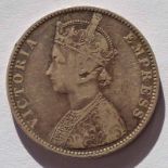 1892 VICTORIA EMPRESS BRITISH INDIA BIKANIR STATE ONE RUPEE COIN