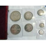 VICTORIA 1887 JUBILEE 7-COIN SET, CROWN TO THREEPENCE, INCLUDING WITHDRAWN-TYPE SIXPENCE,