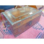 EASTERN BRASS BOUND BOX WITH FITTED INTERIOR