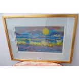 IRENE HALLIDAY - (ARR) STILL SEA NIGHT SIGNED FRAMED WATERCOLOUR 23 X 40 CM