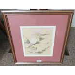 IRENE HALLIDAY - (ARR) LILY POND SIGNED FRAMED WATERCOLOUR 24 X 20CM