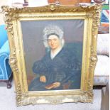 GILT FRAMED OIL PAINTING OF 18TH CENTURY WOMAN - 90 X 70 CMS