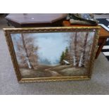 HOCKING L RURAL SCENE SIGNED GILT FRAMED OIL PAINTING 58.