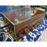 19TH CENTURY MAHOGANY BRASS BOUND CAMPAIGN WRITING SLOPE 45 CM WIDE Condition Report: