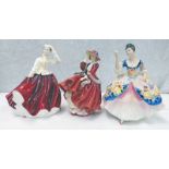 3 ROYAL DOULTON FIGURES TOP OF THE HILL HN1834,CHRISTINE HN 2792,