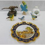 SELECTION OF GOEBEL PORCELAIN BIRDS TOGETHER WITH COALPORT DECORATIVE PLATE