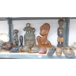 SELECTION OF TRIBAL ART ITEMS TO INCLUDE BUSTS, FIGURES MASKS ETC.