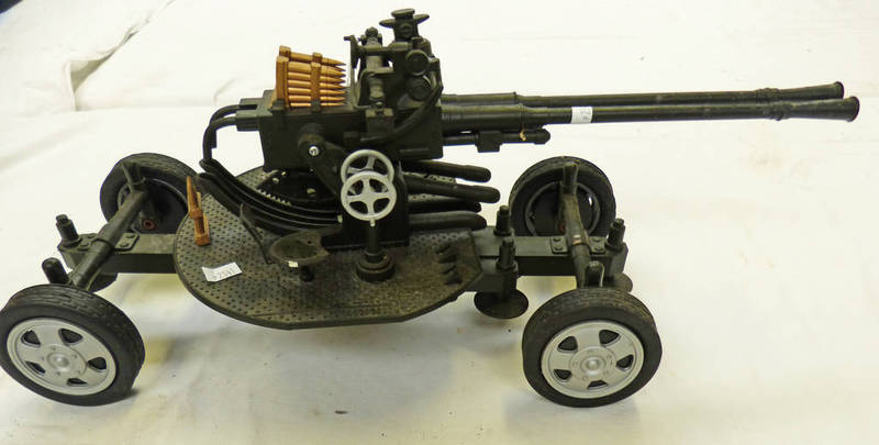 PLASTIC AND METAL MODEL OF AN ANTI AIRCRAFT GUN 52CM LONG