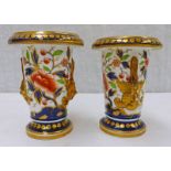 PAIR OF PORCELAIN VASES WITH GILT & FLORAL DECORATION.