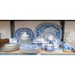 A SELECTION OF BLUE & WHITE PORCELAIN TO INCLUDE JOHNSON BROS DINNER PLATES,