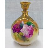 ROYAL WORCESTER VASE WITH PAINTED ROSE DECORATION MARKED SPILSBURY.