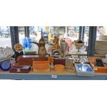 VARIOUS HIP FLASKS, LIGHTERS, GENTS CUFF-LINKS, TABLE TOP GLOBE, OLYMPUS GLOBE ETC.