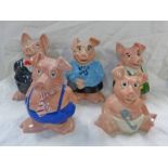 SET OF FIVE NAT WEST WADE PIGGY BANKS