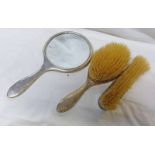 SILVER MIRROR & 2 SILVER BRUSHES