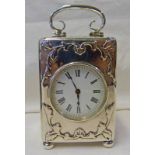 SILVER MANTLE CLOCK WITH CHERUB DECORATION LONDON 1904 Condition Report: Currently