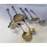 VARIOUS SERVING SPOONS & FORKS MARKED STERLING