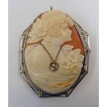 OVAL CAMEO PENDANT WITH DIAMOND SET DECORATION