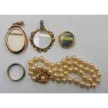 OVAL LOCKET MARKED 9CT ETERNITY RING MARKED 9CT ETC Condition Report: Pearls are