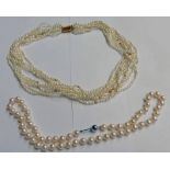 FRESHWATER PEARL 9-STRAND NECKLACE AND CULTURED FRESHWATER PEARL NECKLACE