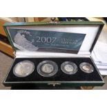 BRITANNIA COLLECTION OF 4 COIN 2007 SILVER PROOF SET WITH CERTIFICATE