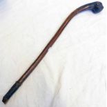 AFRICAN CURVED HEAD ROOTWOOD CLUB WITH STRING-BOUND GRIP 67CMS