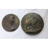 CAST BRONZE CIRCULAR MEDAL MARKED "D-ISOTTAE ARIMINENSI" POSSIBLY OF ISOTTA DEGLI AHI WITH ELEPHANT