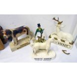 WHITE HORSE SCOTCH WHISKY HORSE, COGNAC HIVE RUBBER DEER,