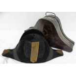 HAWKES & CO LTD SAVILLE ROW BICORNE HAT IN TIN WITH HAWKES & CO LTD BRASS PLAQUE