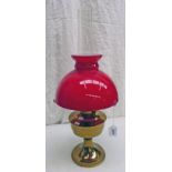 ALADDIN LAMP WITH RED GLASS SHADE