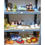 A GOOD SELECTION OF PORCELAIN TO INCLUDE SYLVAC, GOEBEL MONK DECANTERS, WADE PIGGY BANKS,