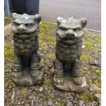 2 RECONSTITUTED STONE DOGS