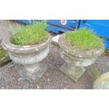 PAIR GARDEN STONE URNS