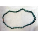 CHINESE GREEN HARDSTONE BEAD NECKLACE Condition Report: Length: 53cm.