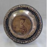 SMALL PHOTOGRAPH OF THE 9TH EARL OF KINTORE IN A SILVER PLATED ORDER OF THE THISTLE CIRCULAR FRAME