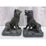 PAIR OF MARBLE SEATED DOGS,