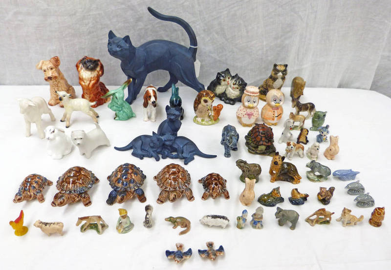 SELECTION OF PORCELAIN ANIMAL FIGURES INCLUDING CATS, TURTLES, OWLS ETC FROM BESWICK,