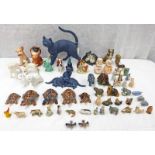 SELECTION OF PORCELAIN ANIMAL FIGURES INCLUDING CATS, TURTLES, OWLS ETC FROM BESWICK,
