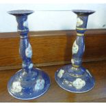 PAIR OF CHINESE FLORAL DECORATED CANDLESTICK WITH 3 CHARACTER MARK 23 CMS Condition