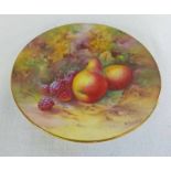 ROYAL WORCESTER SMALL PLATE WITH FRUIT DECORATION SIGNED E. TOWNSEND, DIAMETER 11.