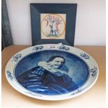 VILLEROY & BOCH METTLACH CHARGER DECORATED WITH PORTRAIT OF CAVALIER BY F.