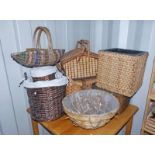 SELECTION OF WICKER AND RUSHWORK BASKETS IN VARIOUS STYLES