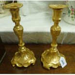 PAIR OF LATE 19TH CENTURY EARLY 20TH CENTURY GILT CANDLESTICKS