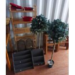 SET OF PINE SHELVES WITH SMALL FENDER,