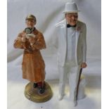 2 ROYAL DOULTON FIGURES: WINSTON CHURCHILL HN3057 & THE DETECTIVE HN2359 Condition