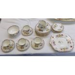 AYNSLEY PORCELAIN TEA SET WITH FLORAL DECORATION