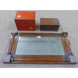 ROSEWOOD FRAMED OVERMANTLE LACQUER BOX & CONTENTS & PINE BOX