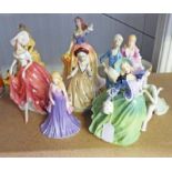 9 PORCELAIN FIGURES INCLUDING ROYAL DOULTON ETC.