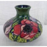 MOORCROFT VASE WITH ANEMONE PATTERN. HEIGHT 10.